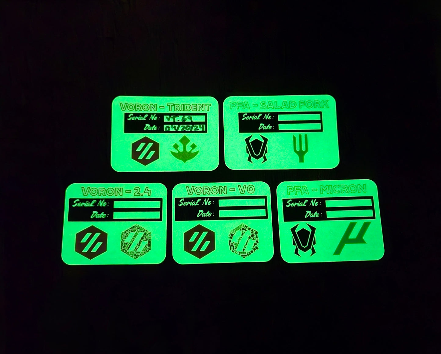 Glow In The Dark Serial Badge - Voron & PFA